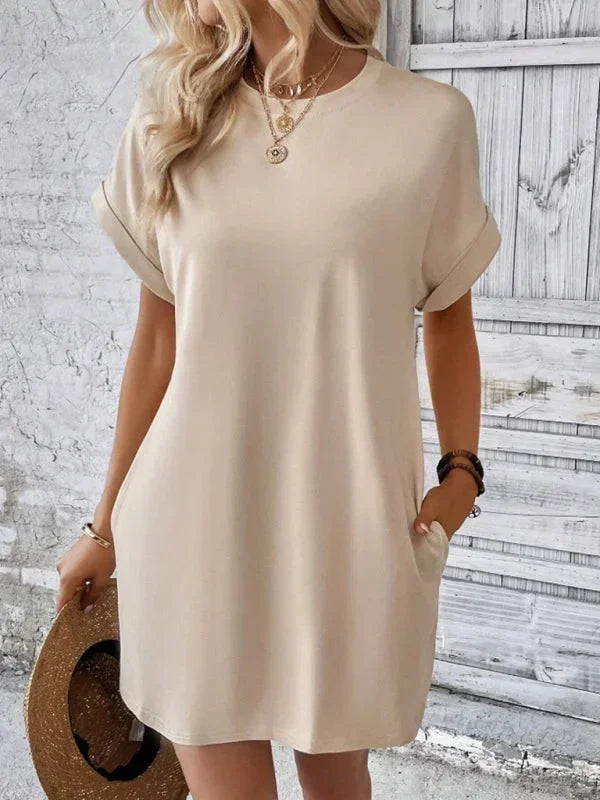 Robe Courte Poches Manches Courtes 5 Coloris | ROBEMODE
