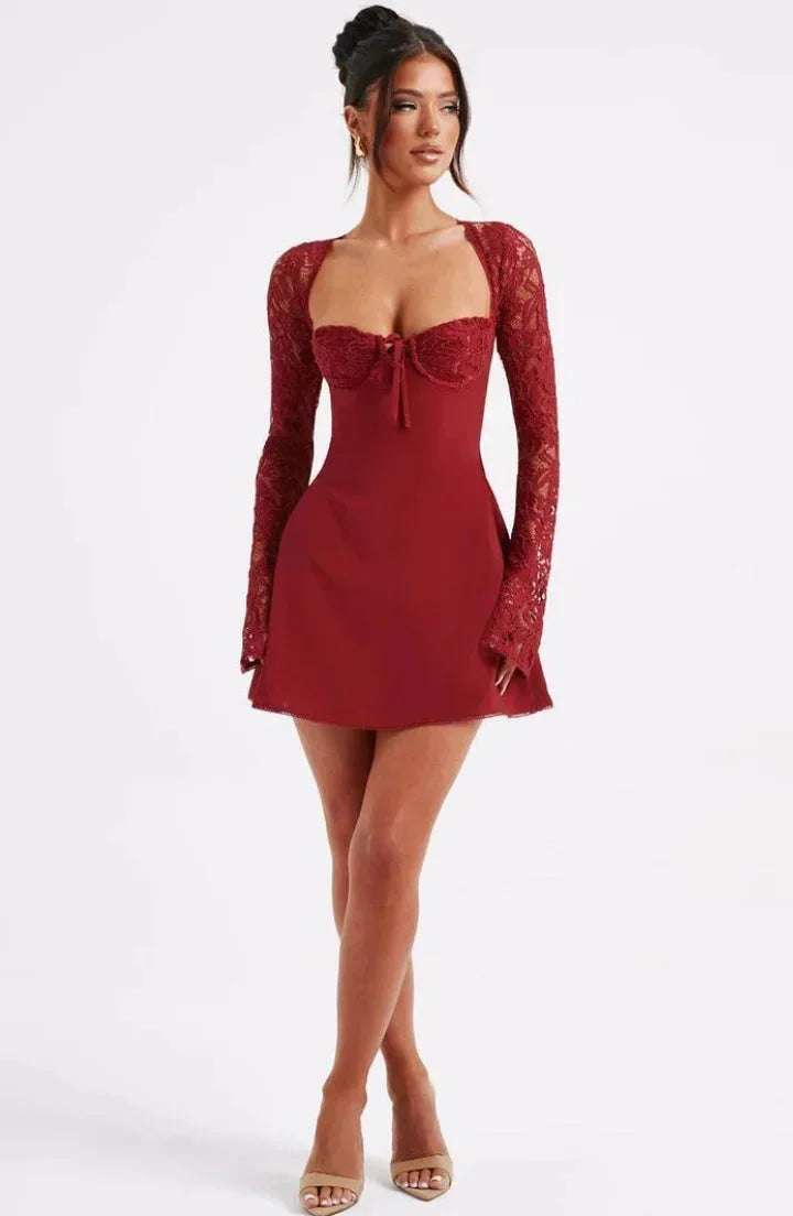 Robe Cocktail Courte Dos Nu Dentelle 3 Coloris | ROBEMODE