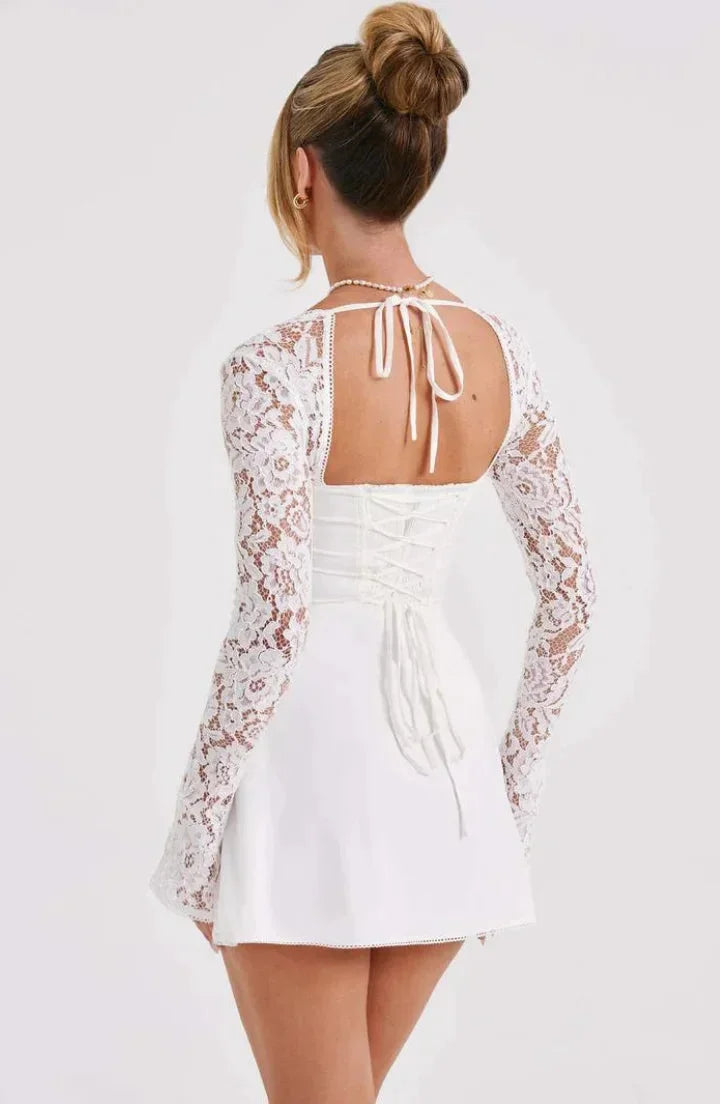 Robe Cocktail Courte Dos Nu Dentelle 3 Coloris | ROBEMODE