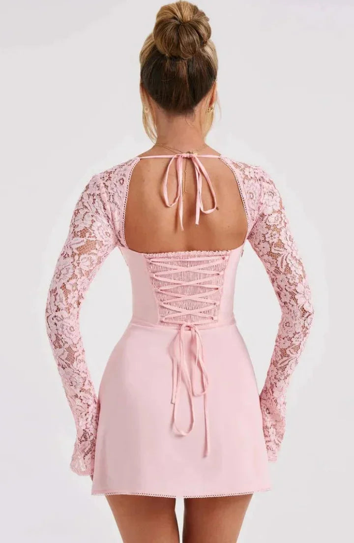 Robe Cocktail Courte Dos Nu Dentelle 3 Coloris | ROBEMODE