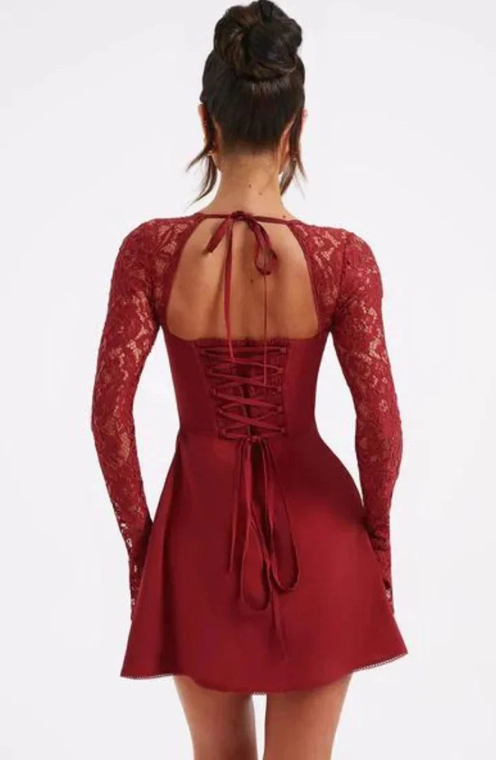 Robe Cocktail Courte Dos Nu Dentelle 3 Coloris | ROBEMODE