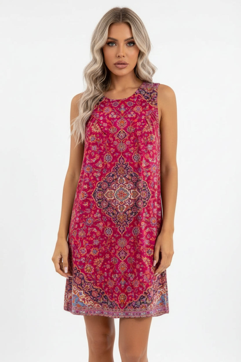 Robe Courte Sans Manches Motifs Bohèmes Été 3 Coloris | ROBEMODE