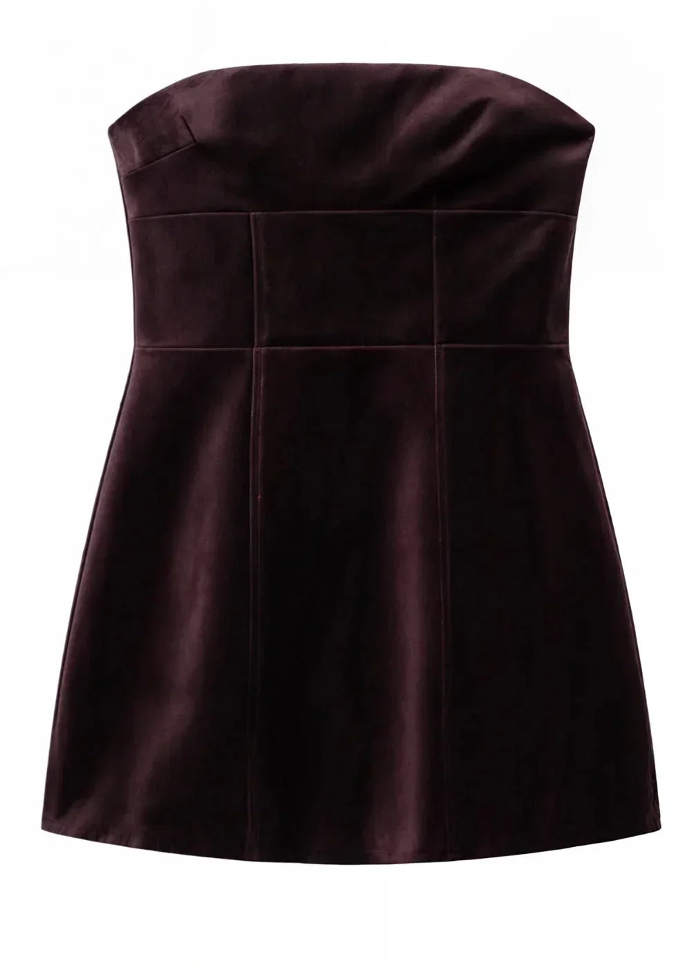 Robe courte bustier bordeaux satinée cocktail | ROBEMODE
