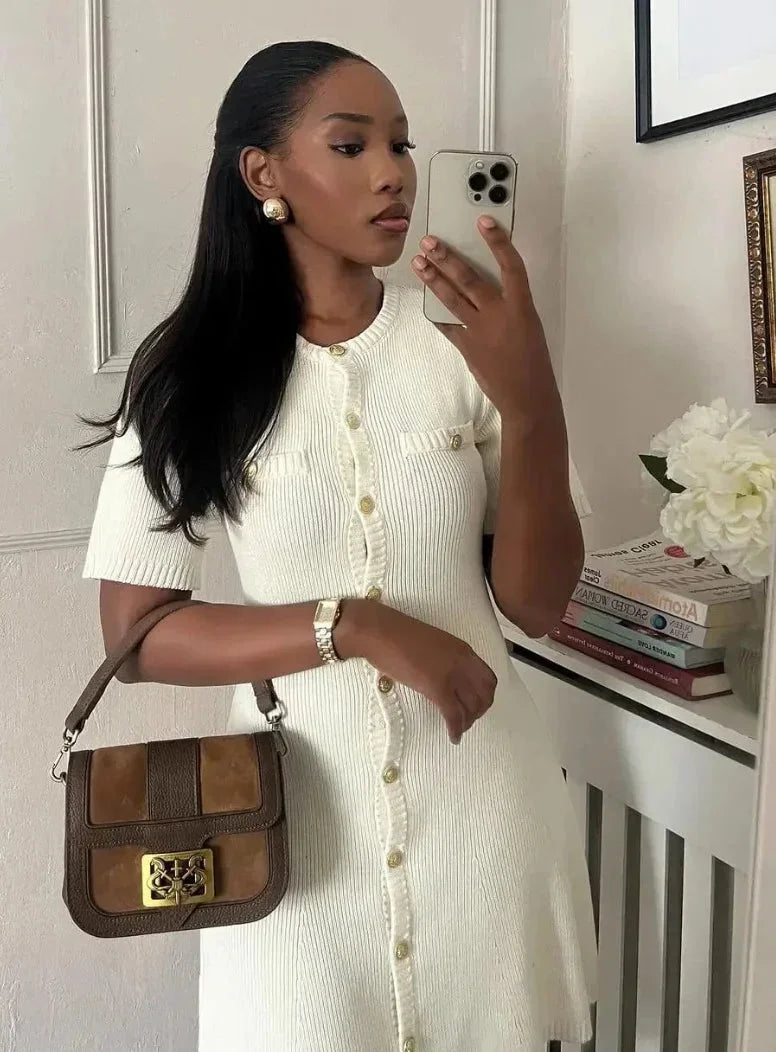 Robe Courte Côtelée Boutons Frontaux 2 Coloris | ROBEMODE