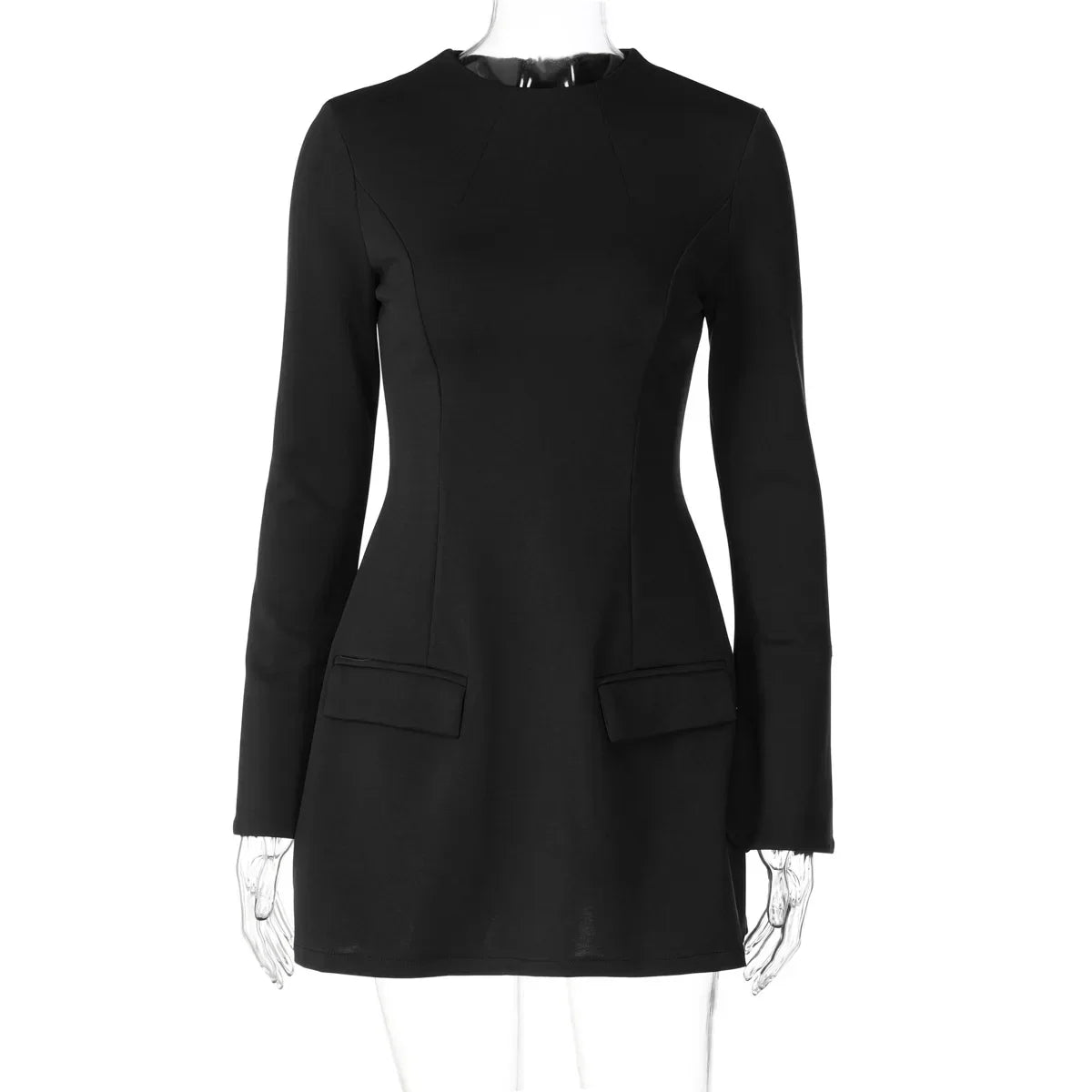 Robe Courte Femme avec Poches Manches Longues 2 Coloris | ROBEMODE