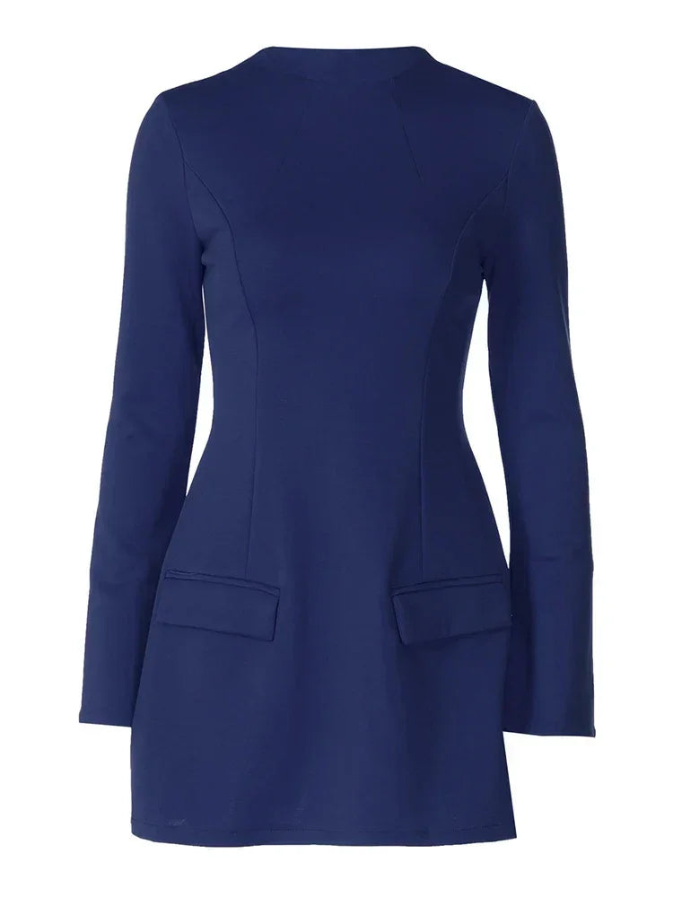 Robe Courte Femme avec Poches Manches Longues 2 Coloris | ROBEMODE