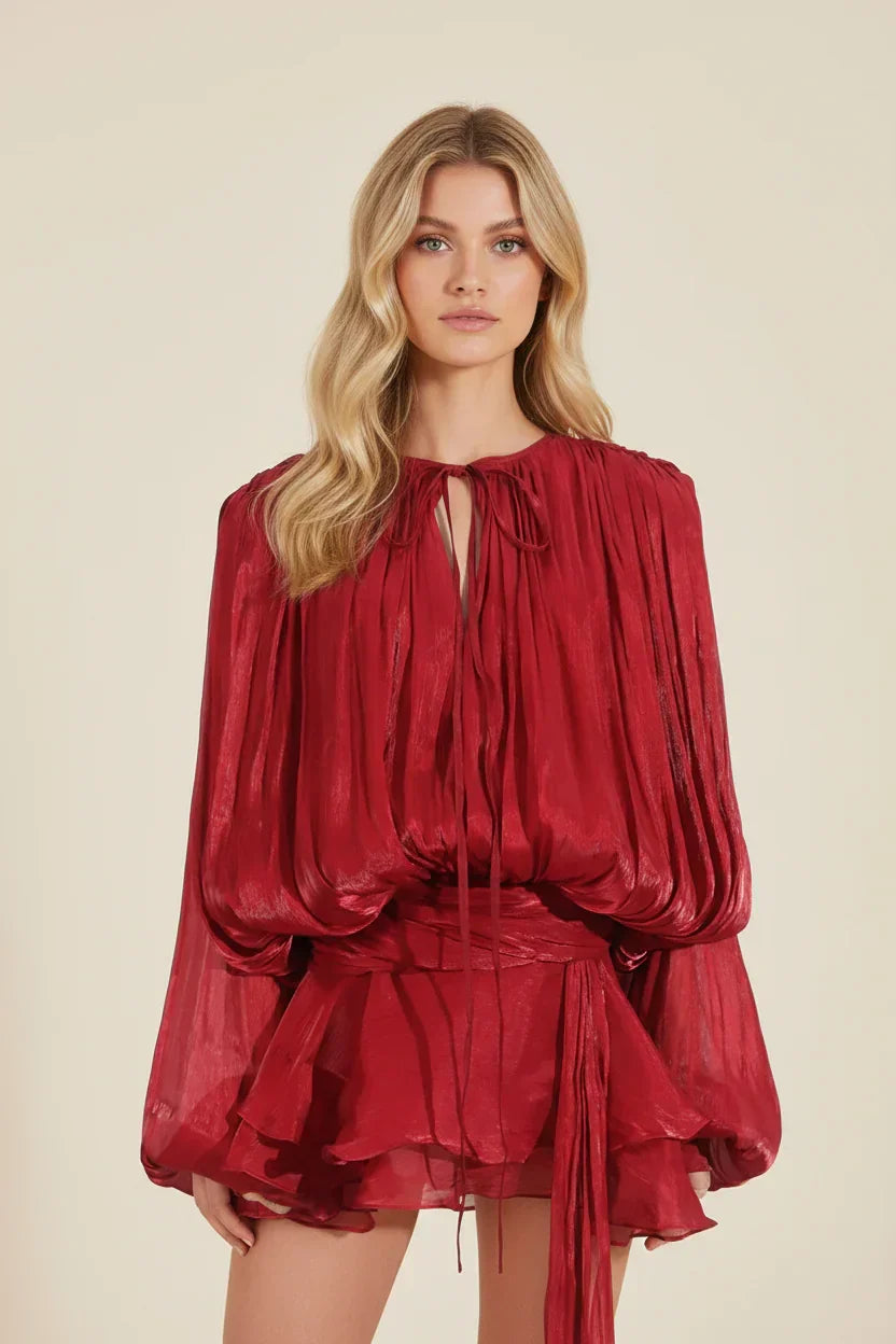 Robe Courte Femme Manches Ballon Fluide Été 7 Coloris | ROBEMODE