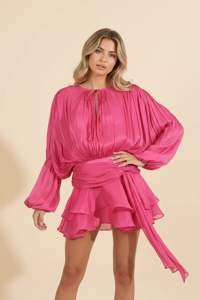 Robe Courte Femme Manches Ballon Fluide Été 7 Coloris | ROBEMODE