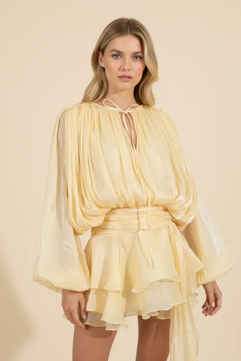 Robe courte femme manches ballon fluide