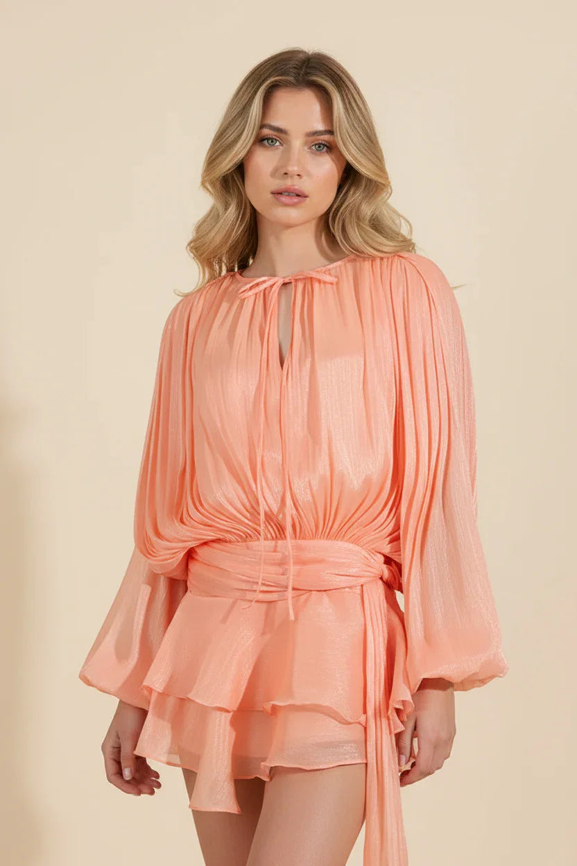 Robe Courte Femme Manches Ballon Fluide Été 7 Coloris | ROBEMODE