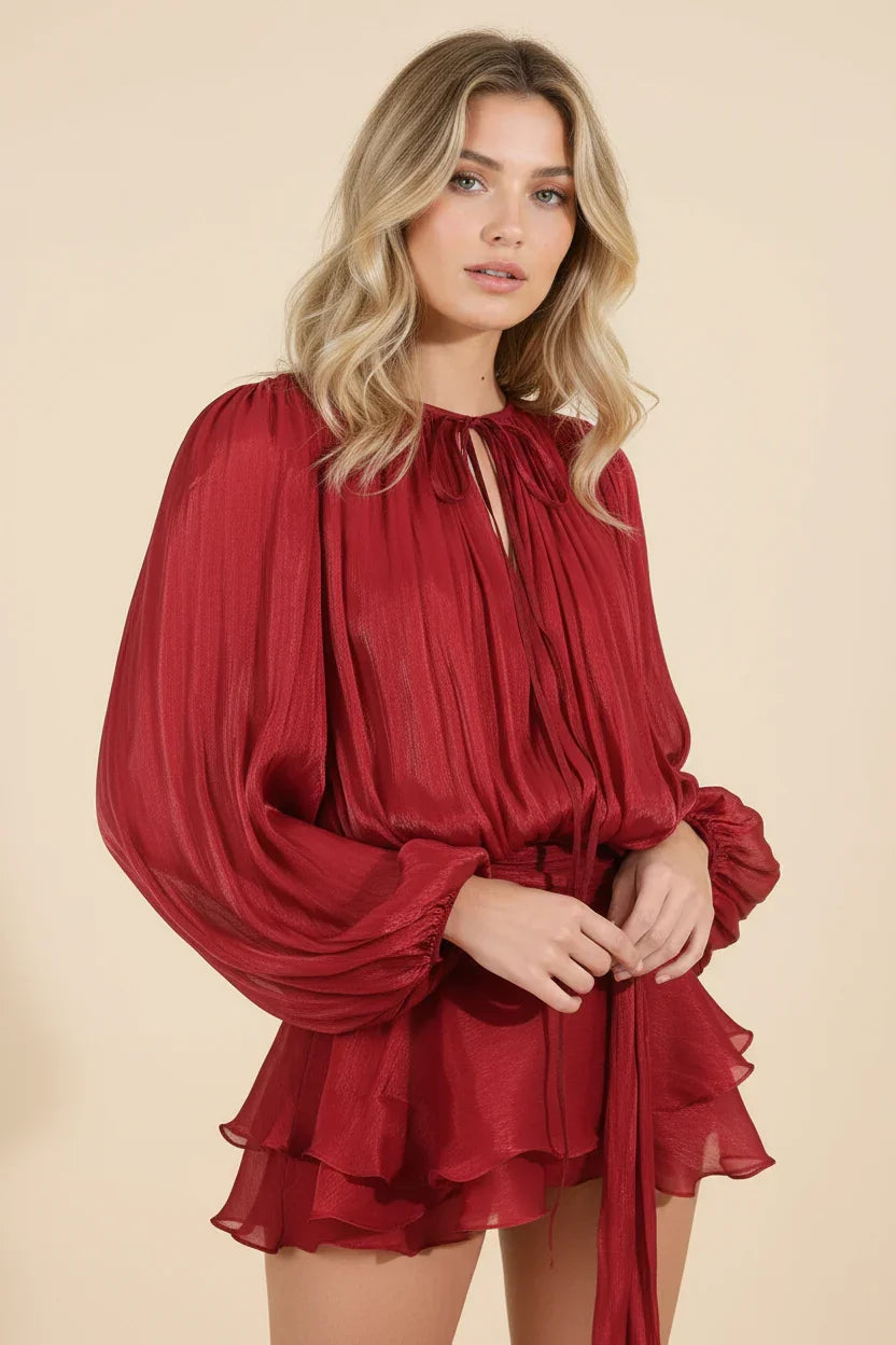 Robe Courte Femme Manches Ballon Fluide Été 7 Coloris | ROBEMODE