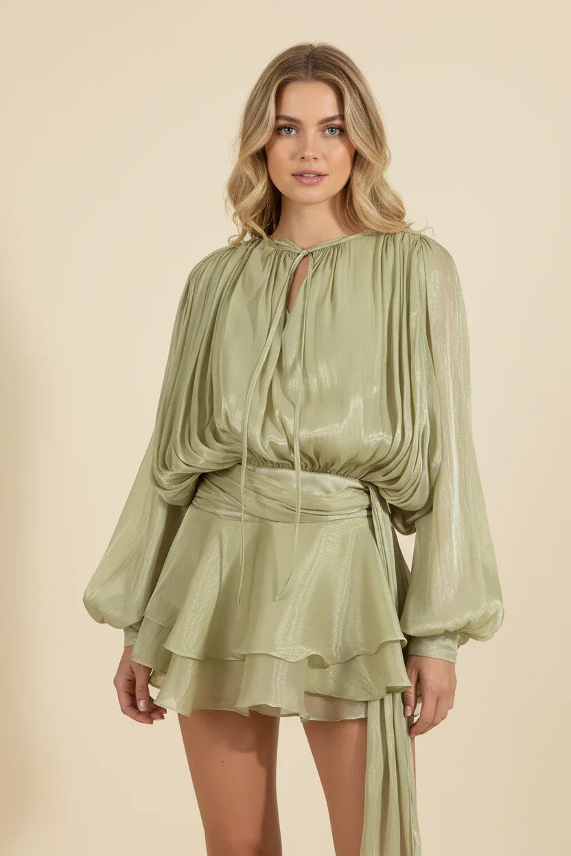Robe Courte Femme Manches Ballon Fluide Été 7 Coloris | ROBEMODE