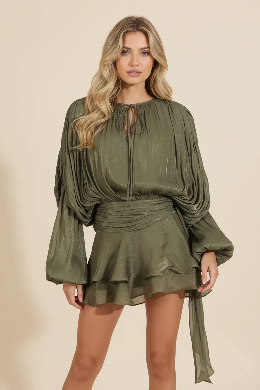 Robe Courte Femme Manches Ballon Fluide Été 7 Coloris | ROBEMODE