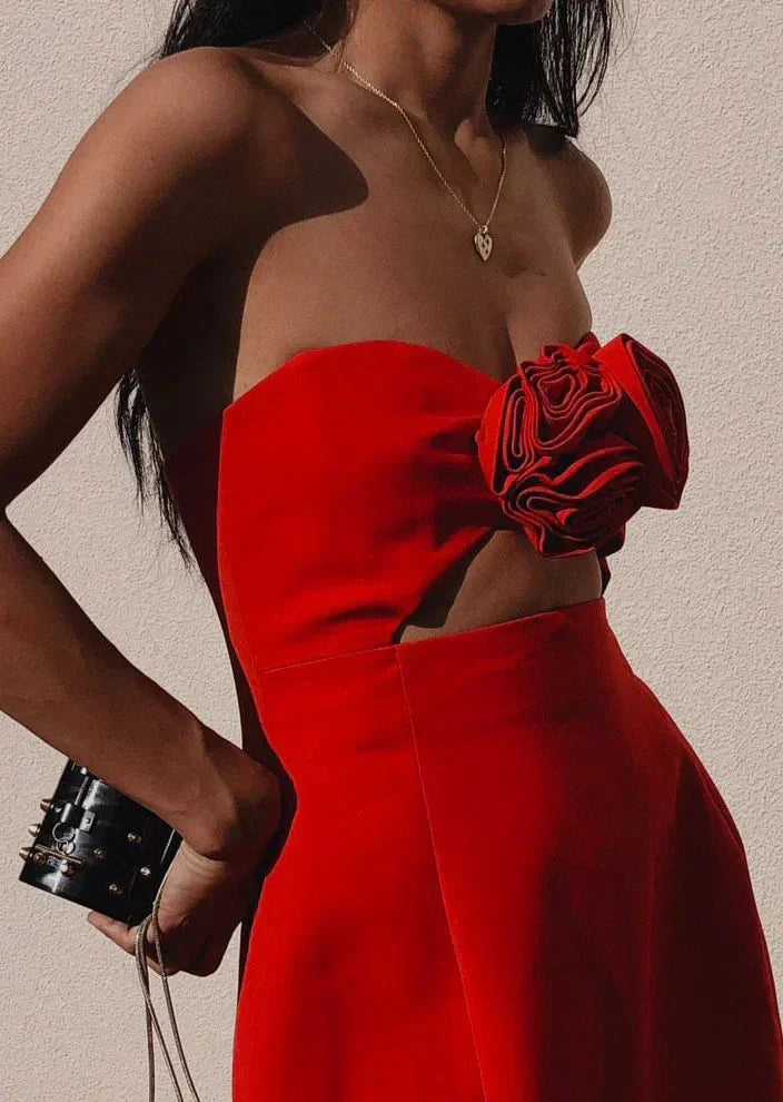 Robe Courte Femme Bustier Découpes Florales Soirée | ROBEMODE