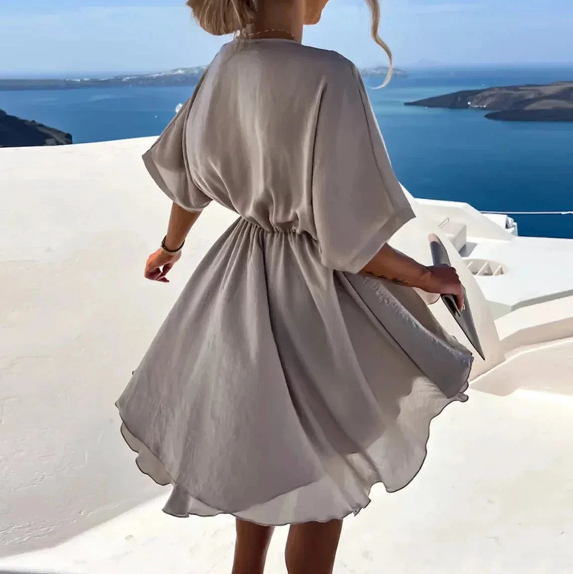 Robe Courte Fluide Col V Cache-Cœur Été 4 Coloris | ROBEMODE