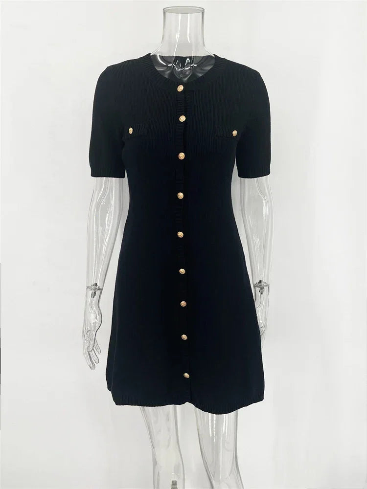 Robe Courte Femme Maille Boutonnée | 3 Coloris + Manches Courtes + Confort Casual Chic | ROBEMODE