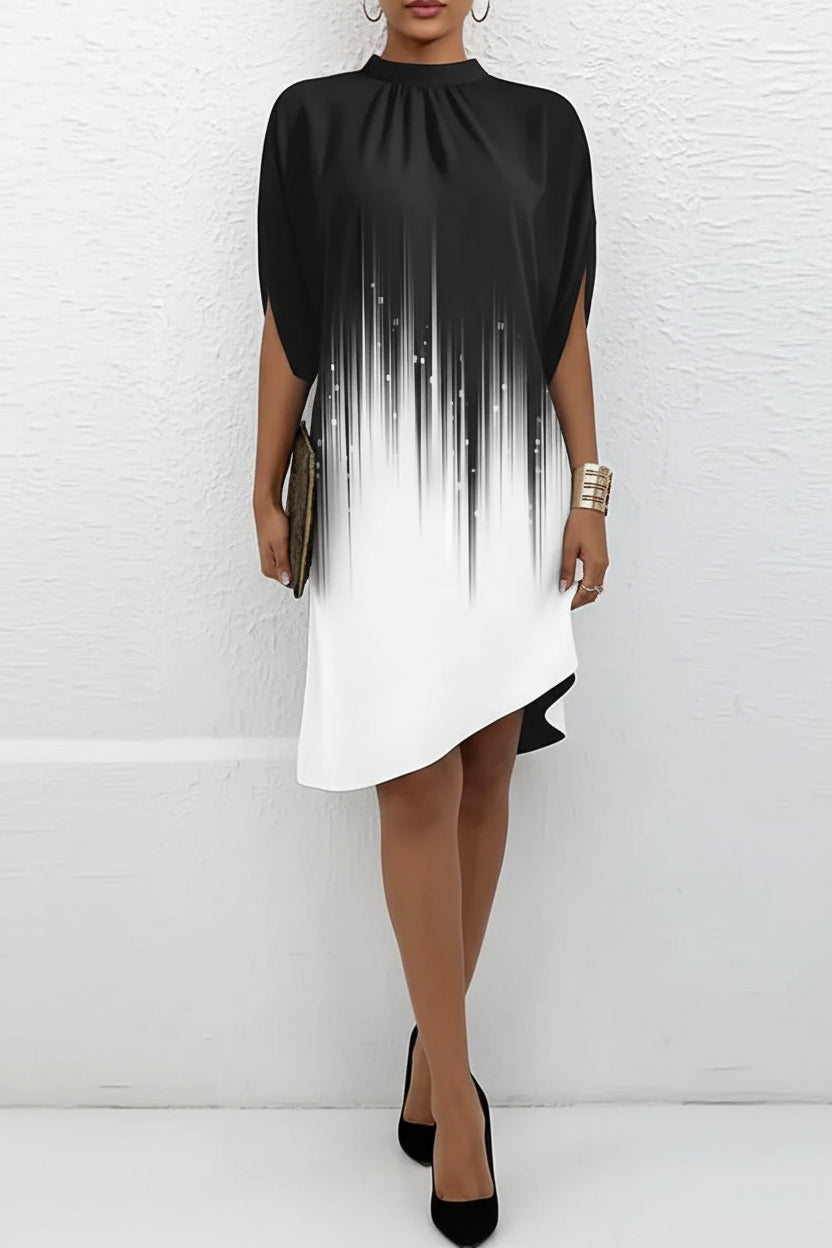 Robe Courte Femme Manches Chauve-Souris Col Plissé | Soirée Chic 10 Coloris | ROBEMODE