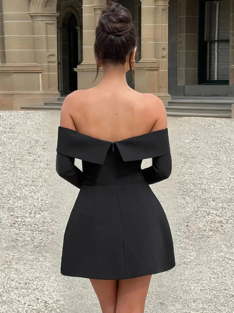 Robe Courte Soirée Épaules Dénudées avec Poches | 2 Coloris + Chic + Pratique S-L | ROBEMODE