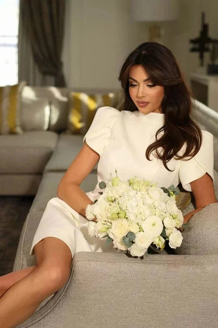 Robe Courte Femme Manches Structurées Cocktail | Silhouette Ajustée 3 Coloris | ROBEMODE