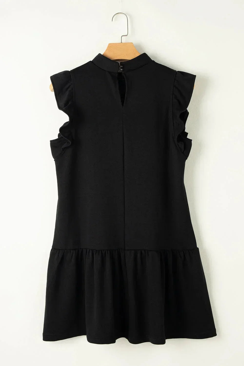 Robe courte noire à volants manches courtes femme | ROBEMODE