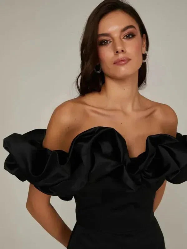 Robe courte femme épaules dénudées avec volants soirée | Coupe féminine + Style élégant + Facile à accessoiriser – ROBEMODE