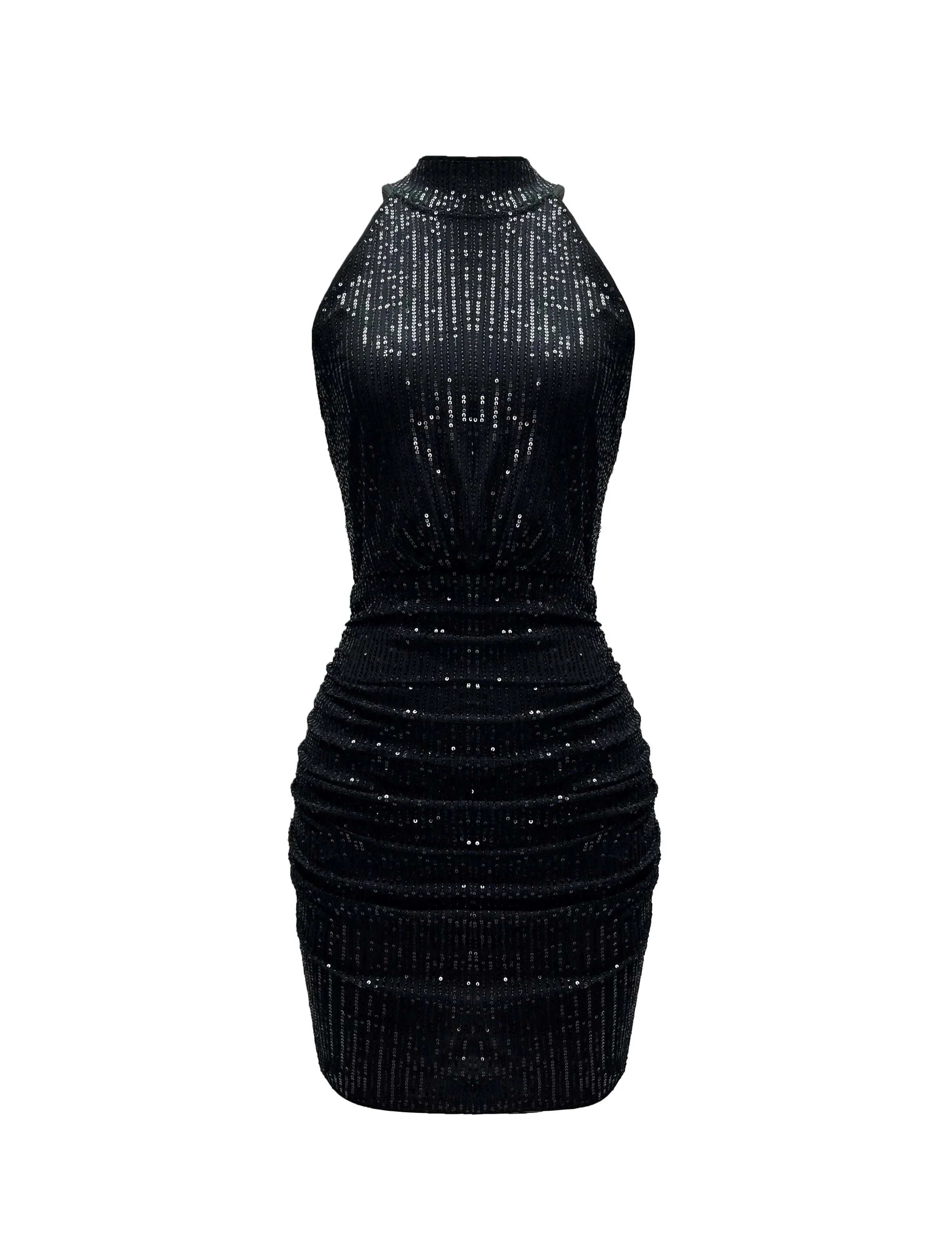 Robe courte noire sans manches col américain soirée | Coupe féminine + Style élégant + Facile à accessoiriser – ROBEMODE