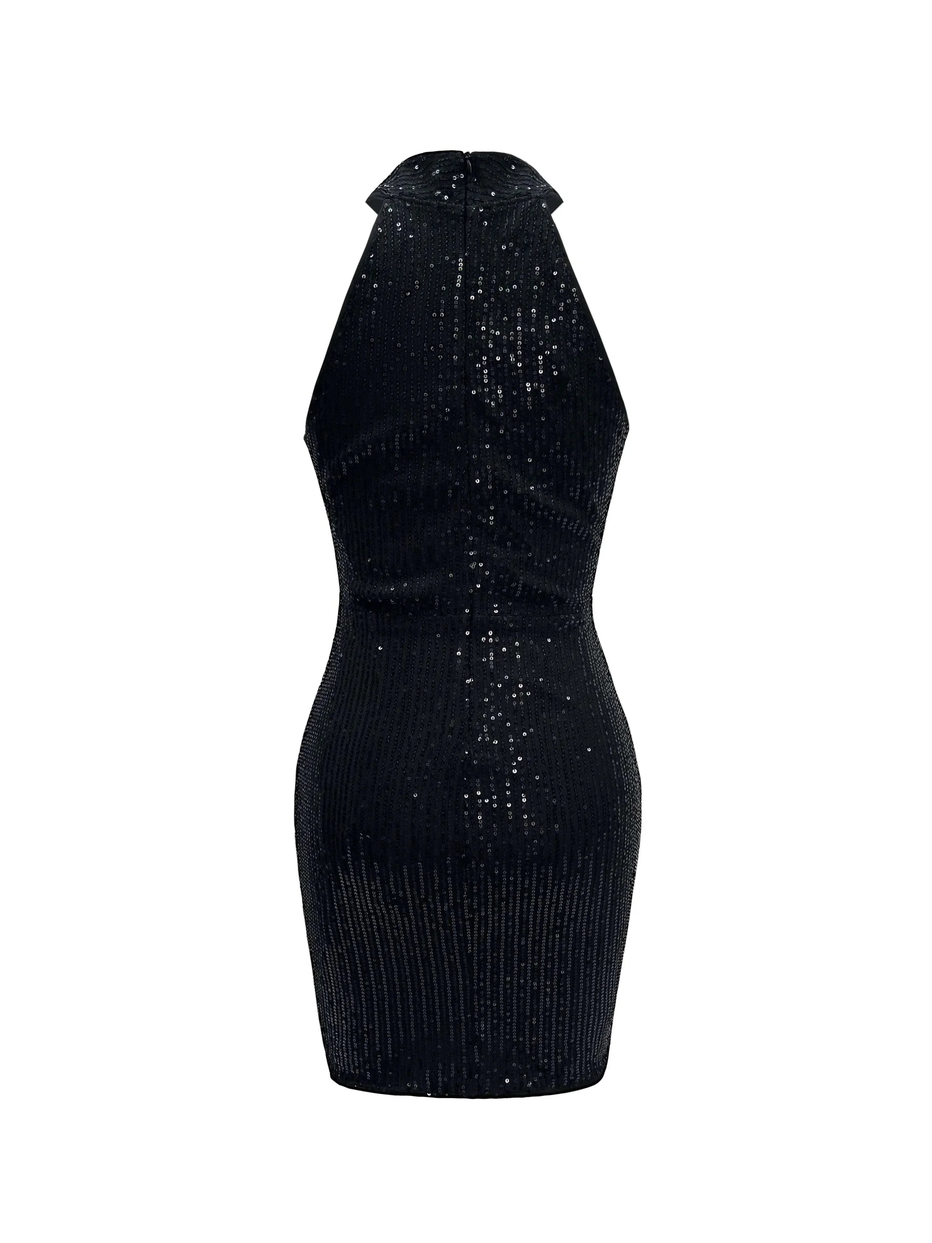 Robe courte noire sans manches col américain soirée | Coupe féminine + Style élégant + Facile à accessoiriser – ROBEMODE