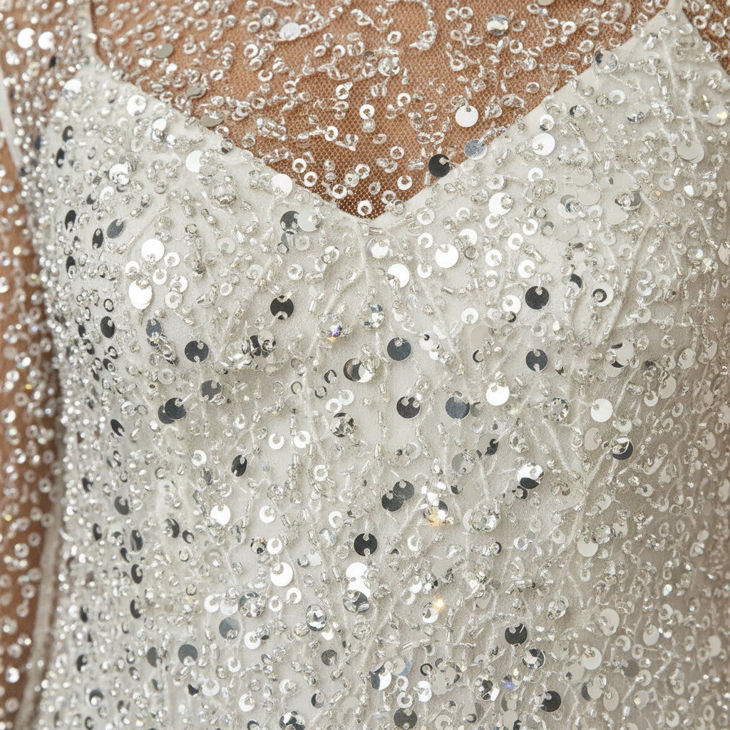 Robe Courte Sequins Manches Longues Soirée 2 Coloris | ROBEMODE