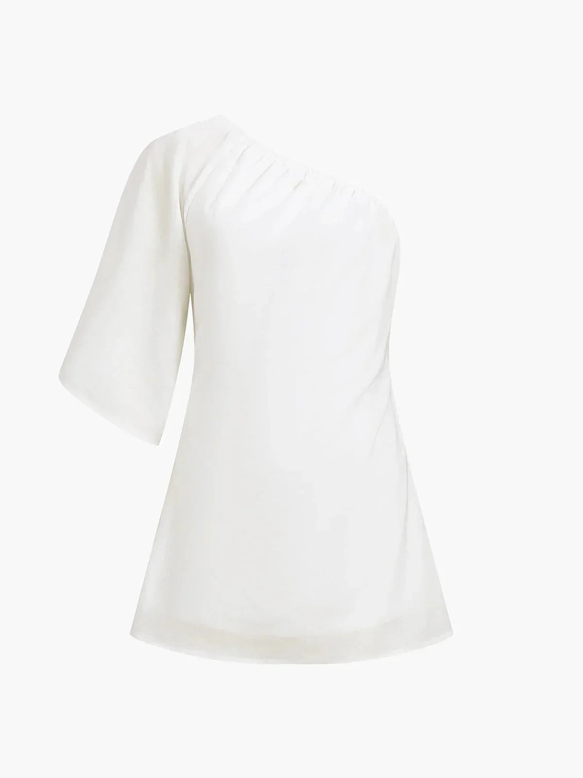 Robe Courte Épaule Dénudée Manches Bouffantes Été Blanche | ROBEMODE