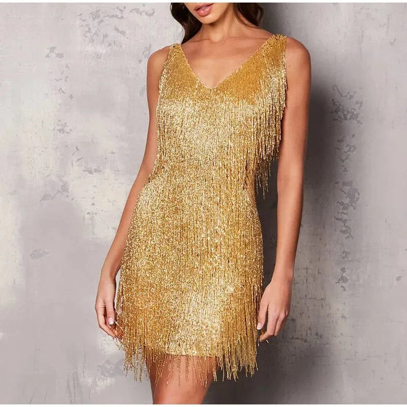 Robe courte soirée femme franges et bretelles ajustables | Coupe féminine + Style élégant + Facile à accessoiriser – ROBEMODE