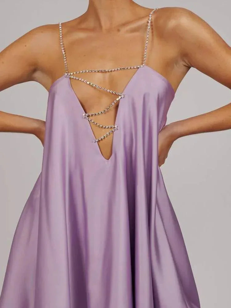 Robe Courte Fluide Chaînes Décoratives Soirée 3 Coloris | ROBEMODE