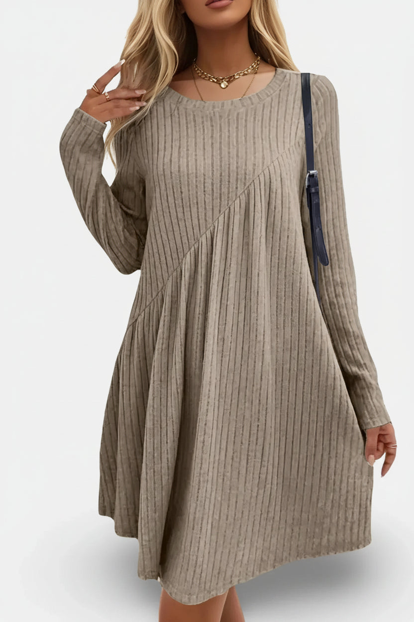 Robe courte texturée manches longues coupe fluide automne | ROBEMODE