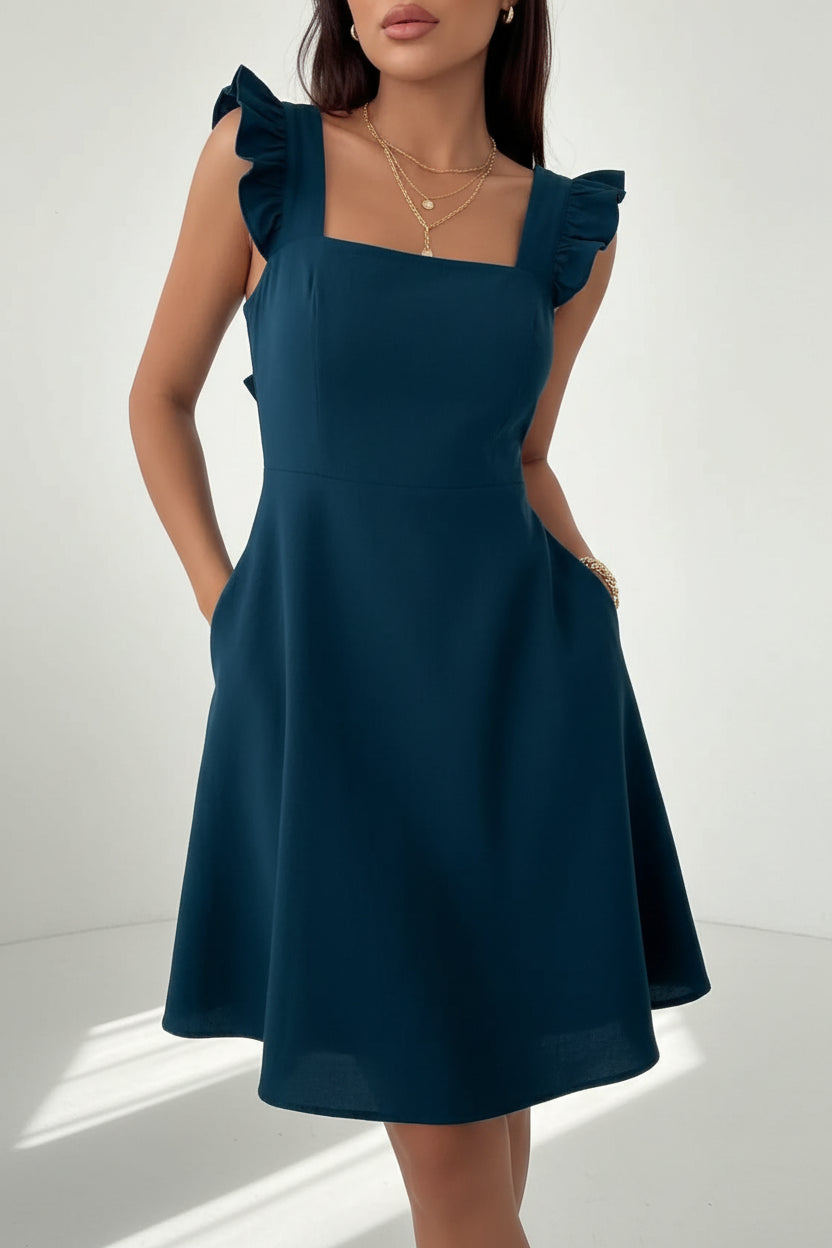 Robe Courte Évasée Femme Manches Volants Estivale | 5 Coloris XS-L | ROBEMODE