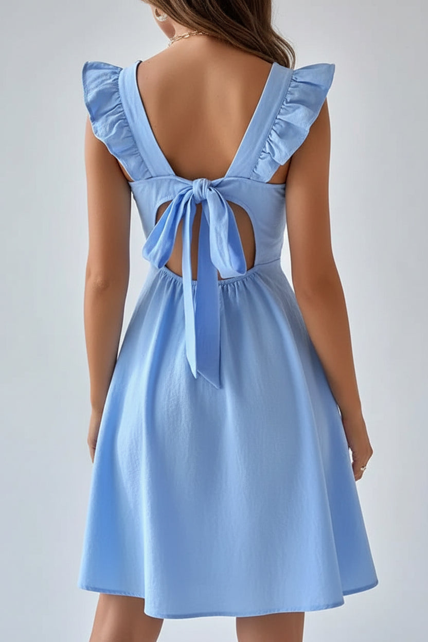 Robe Courte Évasée Femme Manches Volants Estivale | 5 Coloris XS-L | ROBEMODE