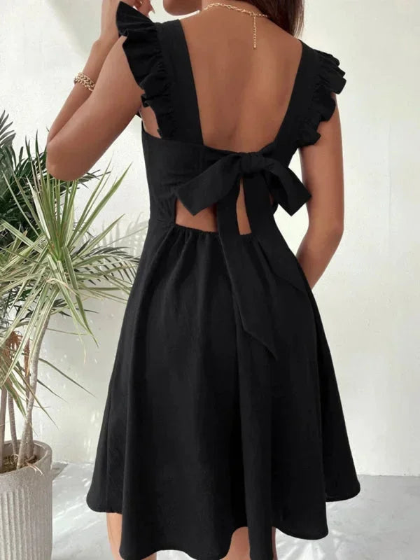 Robe Courte Évasée Femme Manches Volants Estivale | 5 Coloris XS-L | ROBEMODE