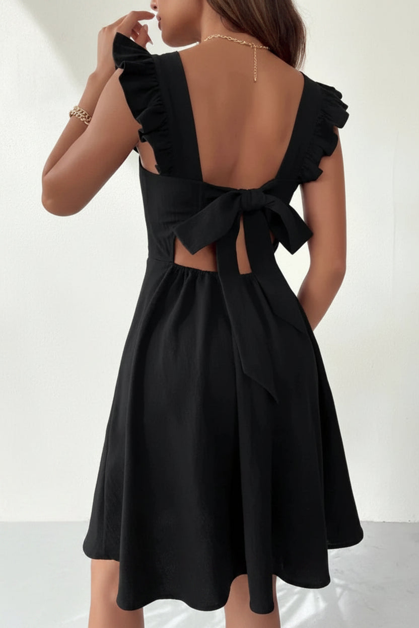 Robe Courte Évasée Femme Manches Volants Estivale | 5 Coloris XS-L | ROBEMODE