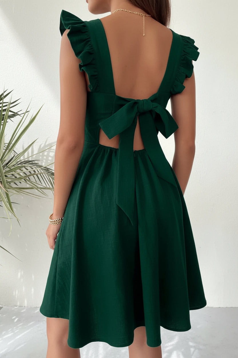 Robe Courte Évasée Femme Manches Volants Estivale | 5 Coloris XS-L | ROBEMODE