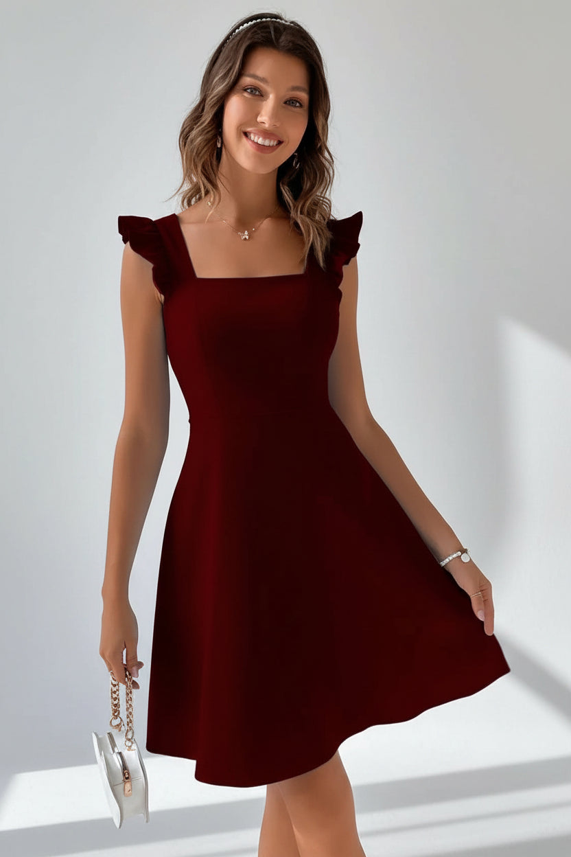 Robe Courte Évasée Femme Manches Volants Estivale | 5 Coloris XS-L | ROBEMODE