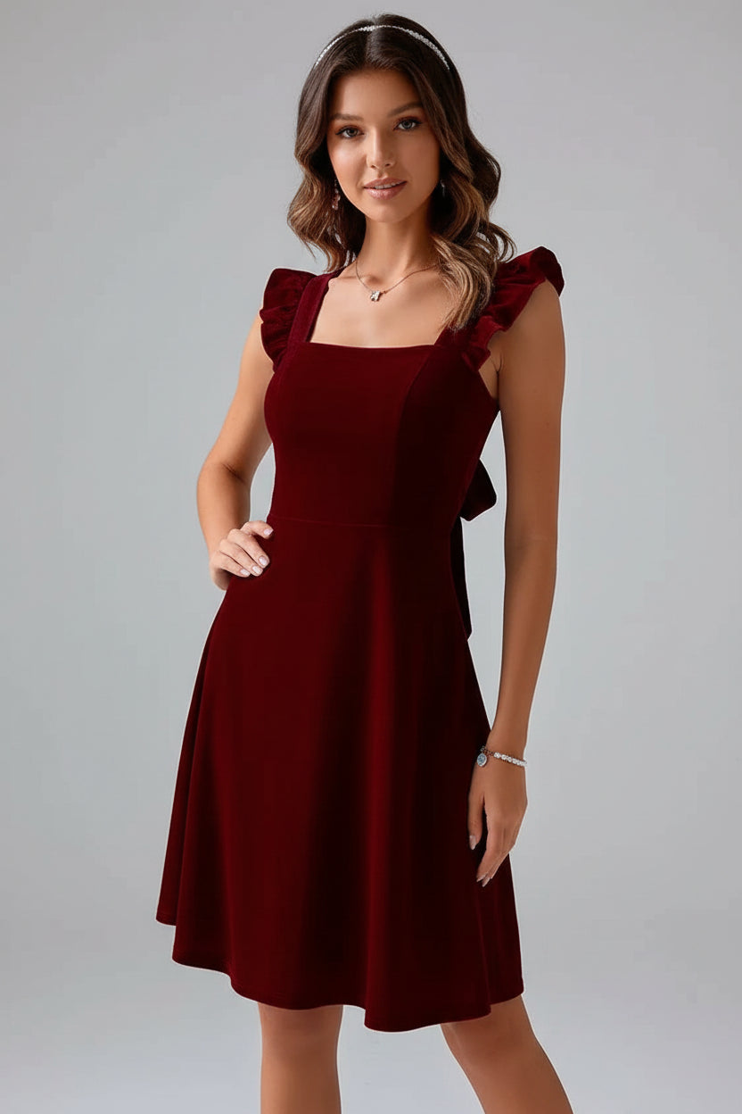 Robe Courte Évasée Femme Manches Volants Estivale | 5 Coloris XS-L | ROBEMODE