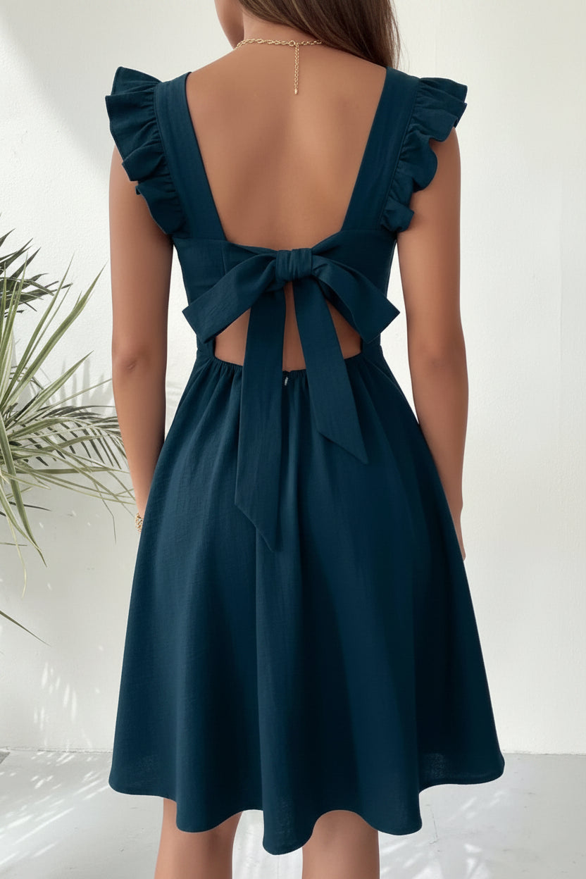 Robe Courte Évasée Femme Manches Volants Estivale | 5 Coloris XS-L | ROBEMODE