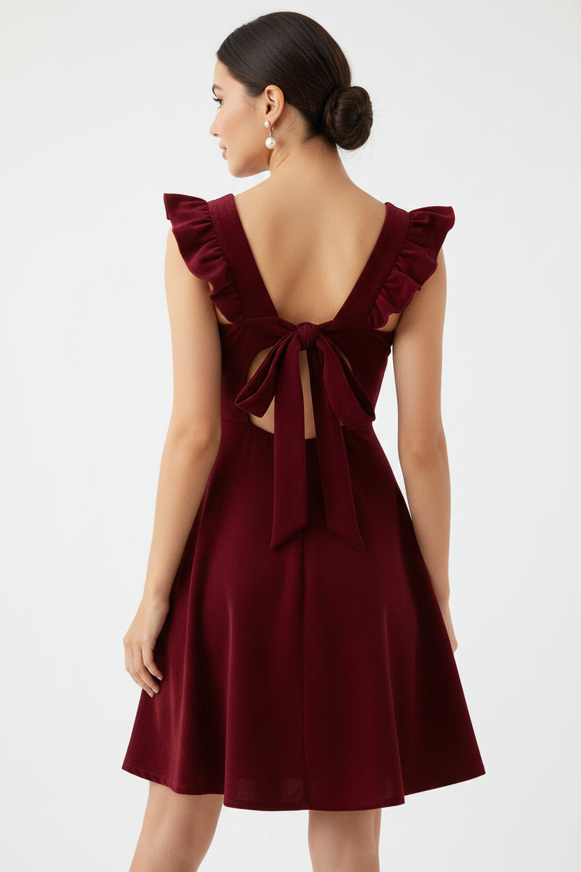 Robe Courte Évasée Femme Manches Volants Estivale | 5 Coloris XS-L | ROBEMODE