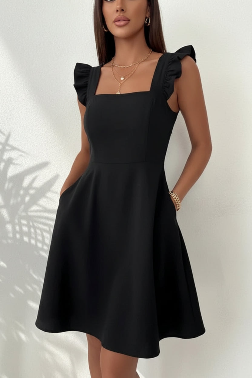 Robe Courte Évasée Femme Manches Volants Estivale | 5 Coloris XS-L | ROBEMODE