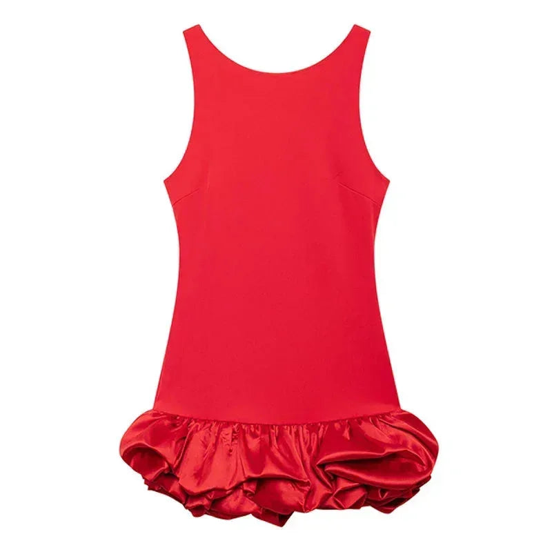 Robe Courte Sans Manches Ourlet Volanté 3 Coloris | ROBEMODE