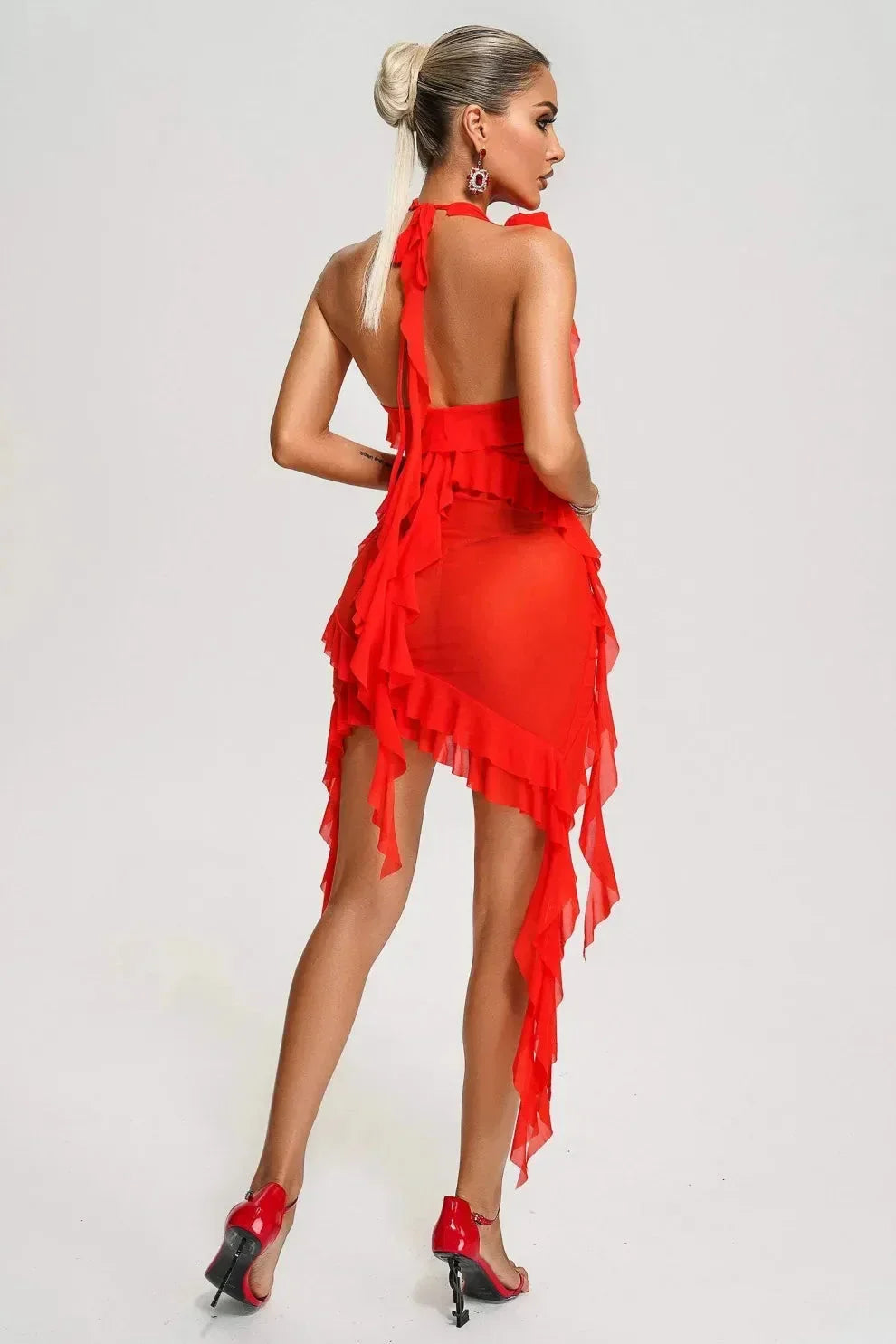 Robe Courte Soirée Volants et Appliqué Floral | 2 Coloris + Romantique + Élégante S-L | ROBEMODE