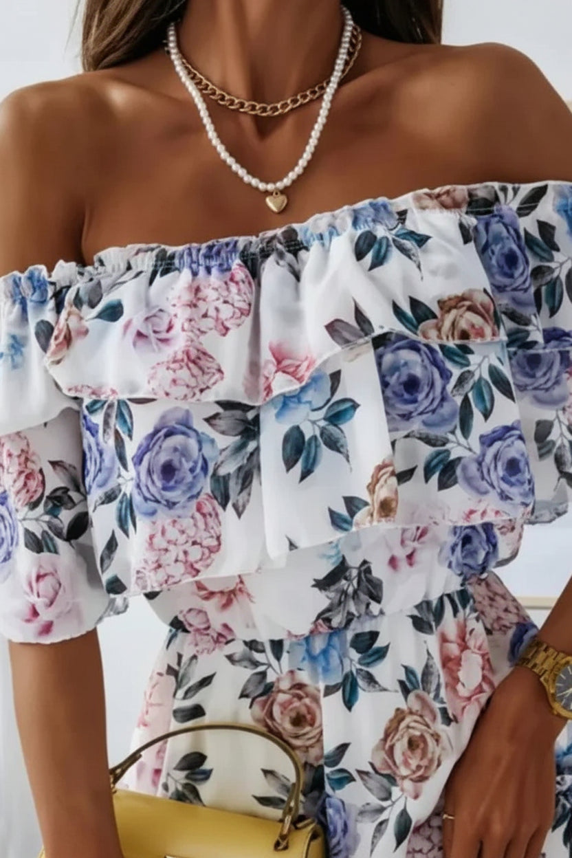 Robe Courte Volants Sans Manches Imprimée Fleurie 3 Coloris | ROBEMODE