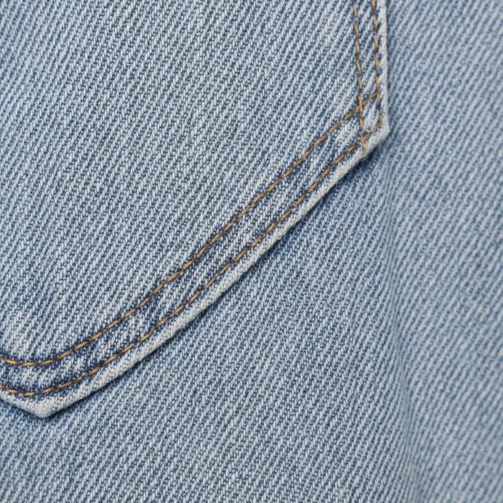 Robe chemise denim bleu oversized manches longues