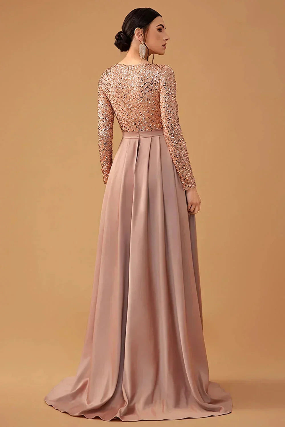 Robe Longue Soirée Sequins Haut Ajusté Jupe Fluide 3 Coloris | ROBEMODE